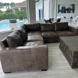 Bernhardt Dawkins 3 Pc Leather Sectional 