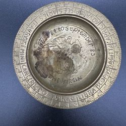 Vintage Brass Zodiac Plate Astrology Virgo 
