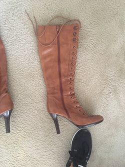 Leather lace up boots