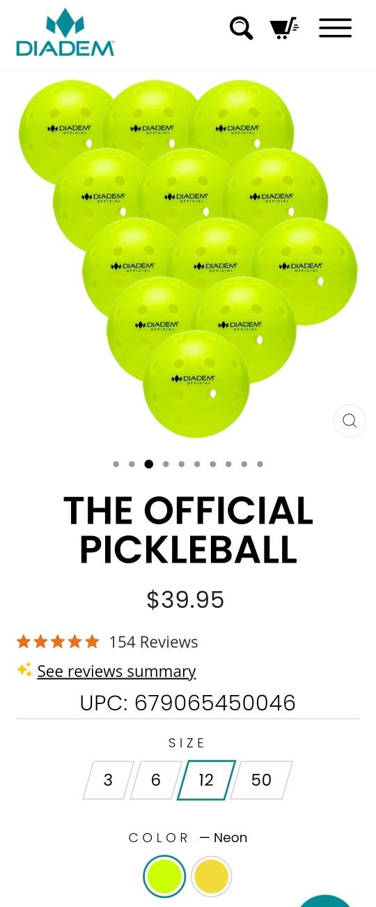 Diadem Official Pickleball - Neon