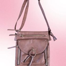 Brown Faux Leather Shoulder Bag,