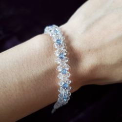 Swaroski Bead Blue Flower Bracelet