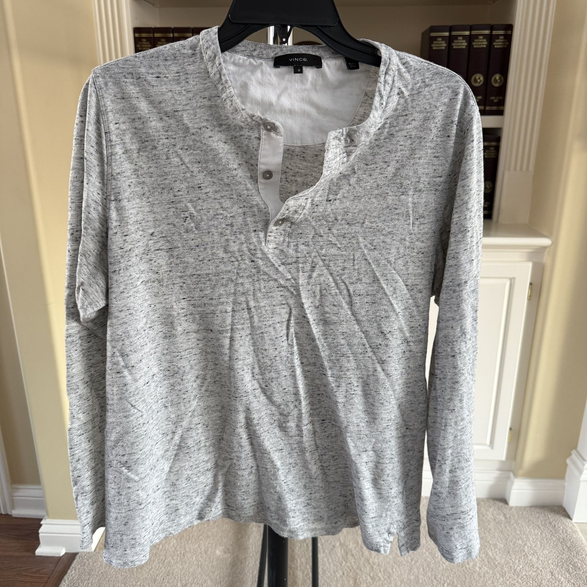 Vince men's linen long sleeve henley