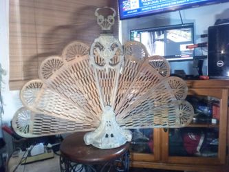 Antique Peacock Fireplace Screen, Full Size 