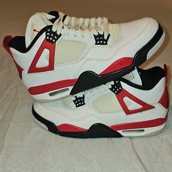 Jordan Air Jordan 4 Retro Fire Red White Red Black Lace-Up Leather Men's Sneaker