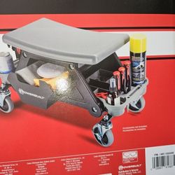 Heavy duty rolling seat with organizer