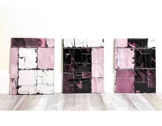 3pcs Pink Black Abstract Wall Paintings Geometric Minimalist Square Canvas Wall Art ✨ NEW✨ Please Read Description