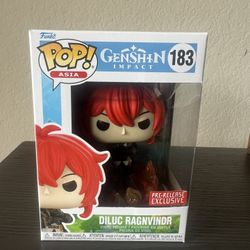 PRE-RELEASE SDCC EXCLUSIVE Diluc Ragnvidr Funko Pop #183 Genshin Impact Asia