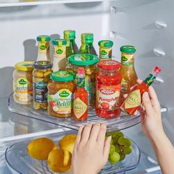Square Lazy Susan Turntable Organizer for Refrigerator, 15.67''Clear, 360°Rotate
