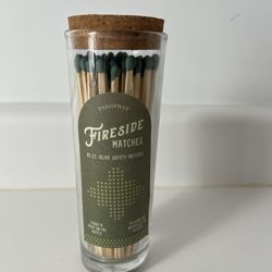 Paddywax Fireside Safety Matches Glass Jar w/ Cork Lid – Olive Green – 85 ct – Decor