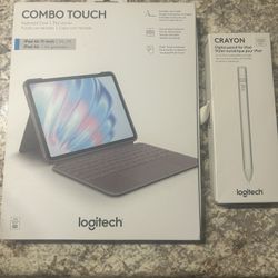  Logitech Combo Touch Keyboard Case + Logitech Crayon (USB-C) for iPad Air 11” (M2/M3, 5th Gen