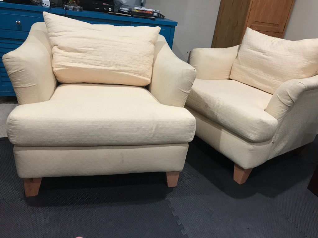 2 club chairs pale yellow $60