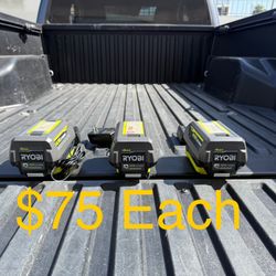 RYOBI 40V 4.0ah Battery & Charger Combo Kit **3 Available, $75 Each**