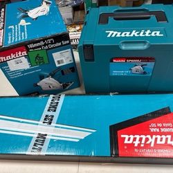 Makita SP6000J1 6-1/2" Plunge Circular Saw Kit, with Stackable Tool case and 55" Guide Rail, Blue 