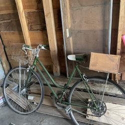 Women’s Schwinn Green Fixie Bike with two baskets