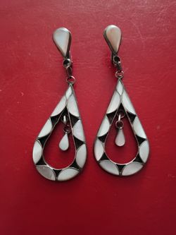 Zuni inlay pink clip on earrings