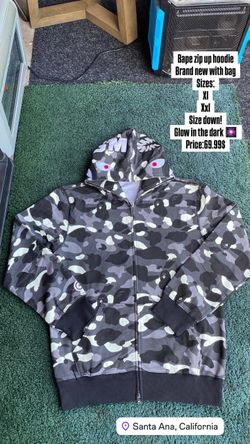 Glow in the dark Bape zip up hoodie