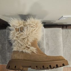 Franco Sarto Tan Faux Fur Boots - Size 8