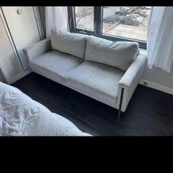 Light Grey Sofa with Chrome Hardware