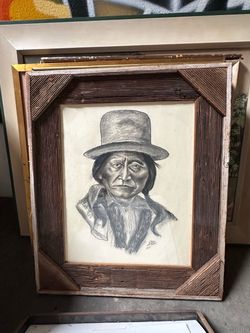 Framed Charcoal Portrait Drawing