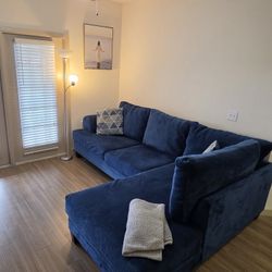 Blue Sectional Sofa, Playstation4 And Tv Stand