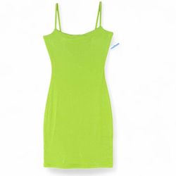 Naked Wardrobe Lime Green Bodycon Mini Dress Low Back Womens Size Small NEW