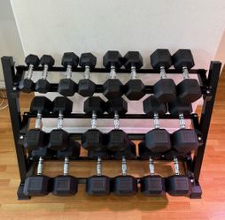 NEW 5-50 lbs Dumbbells Set with 3 Tier Rack, Total 550 lbs dumbbell weight set, Home Gym Equipment