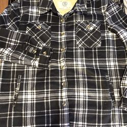 Sage Collective Sherpa Lined Flannel Jacket Women’s XL Black White