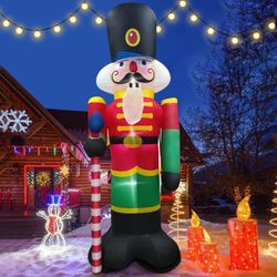 Christmas Inflatable Nutcracker Outdoor Decorations 8 FT Giant Blow Up Yard LED Lights Decor Party Outside Props