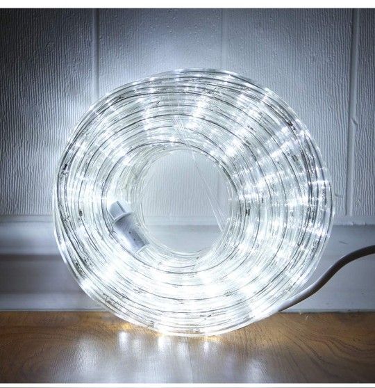 33ft LED Rope Lights,110V 2 Wire Connectable Christmas Rope Lights Outdoor,240 LED Waterproof Indoor Outdoor White Rope Lights for Deck, Patio, Pool,