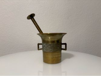 Vintage Brass Mortar & Pestle Apothecary Spice