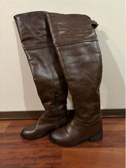Brown thigh high winter boots, women’s size 7