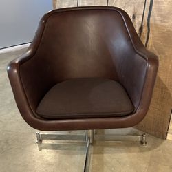 Brown Leather/cloth Seat Office Chair