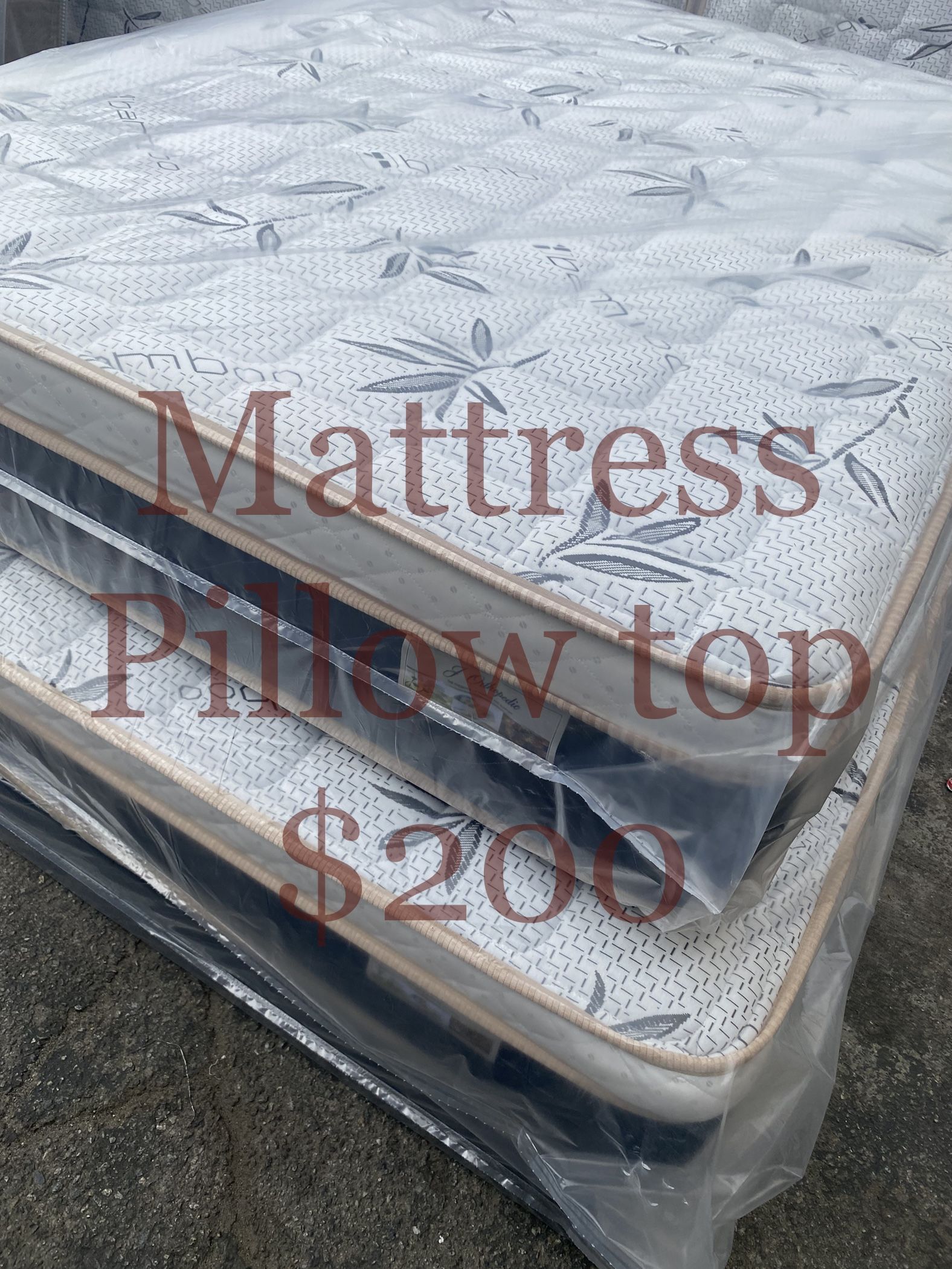 😴Mattress pillow top🥱 💎All sizes 💎12” inches tall 🔵Queen 🟣Full 🟠Twin 🟡King 🔴Cal kingl 🔘 Delivery available🚛