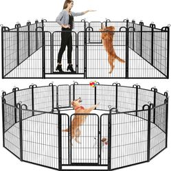 286 Dog Playpen Outdoor 16 Piece Panels Heavy Duty Dog Fence 40" Height Anti-Rust Pens with Doors Portable for RV Camping Yard, Total 36FT, 102 Sq.ft,