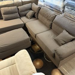 $499 NEW BROWN SECTIONAL & OTTOMAN 