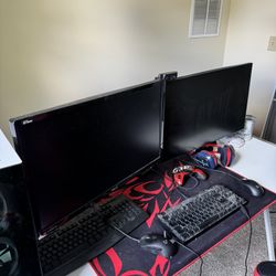 Selling Two Pc Gaming Setup 2 PCs 2 Monitors 2 Keyboards And 2 Mice 