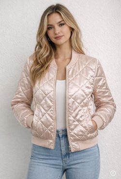 Satin Quilted Bomber Style Jacket