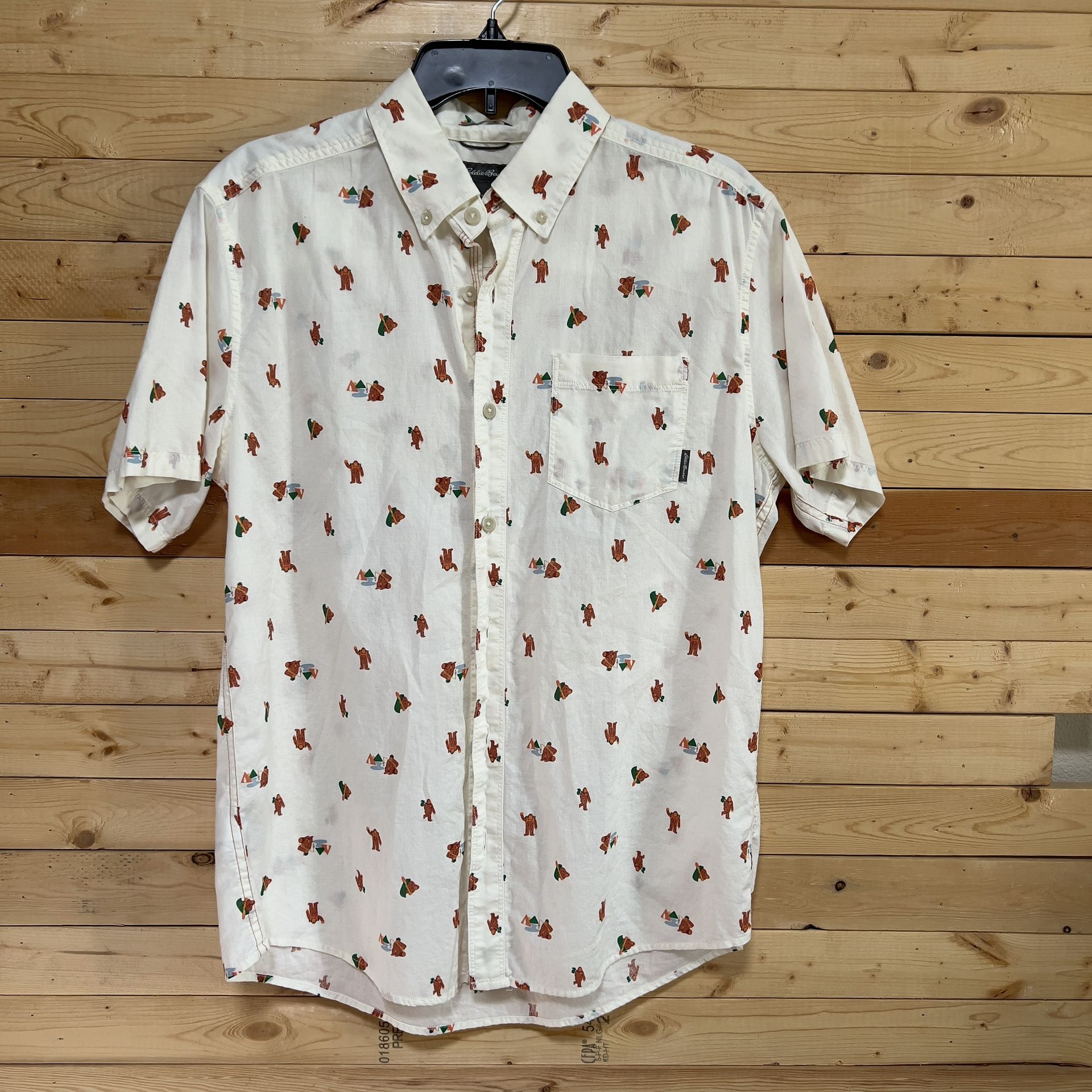 Eddie Bauer Men’s Cream Baja Classic Fit 100% Cotton Button Down Shirt size M