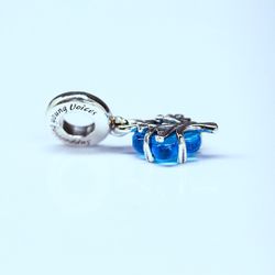 Genuine PANDORA Blue Glass Family Tree Murano Charm W/Pouch