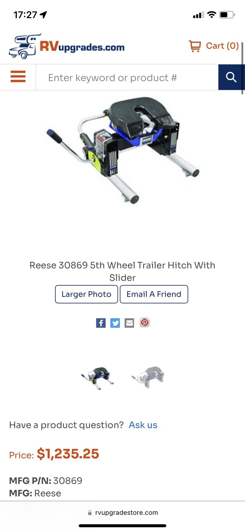 Reese 16k Sliding 5th Wheel Hitch