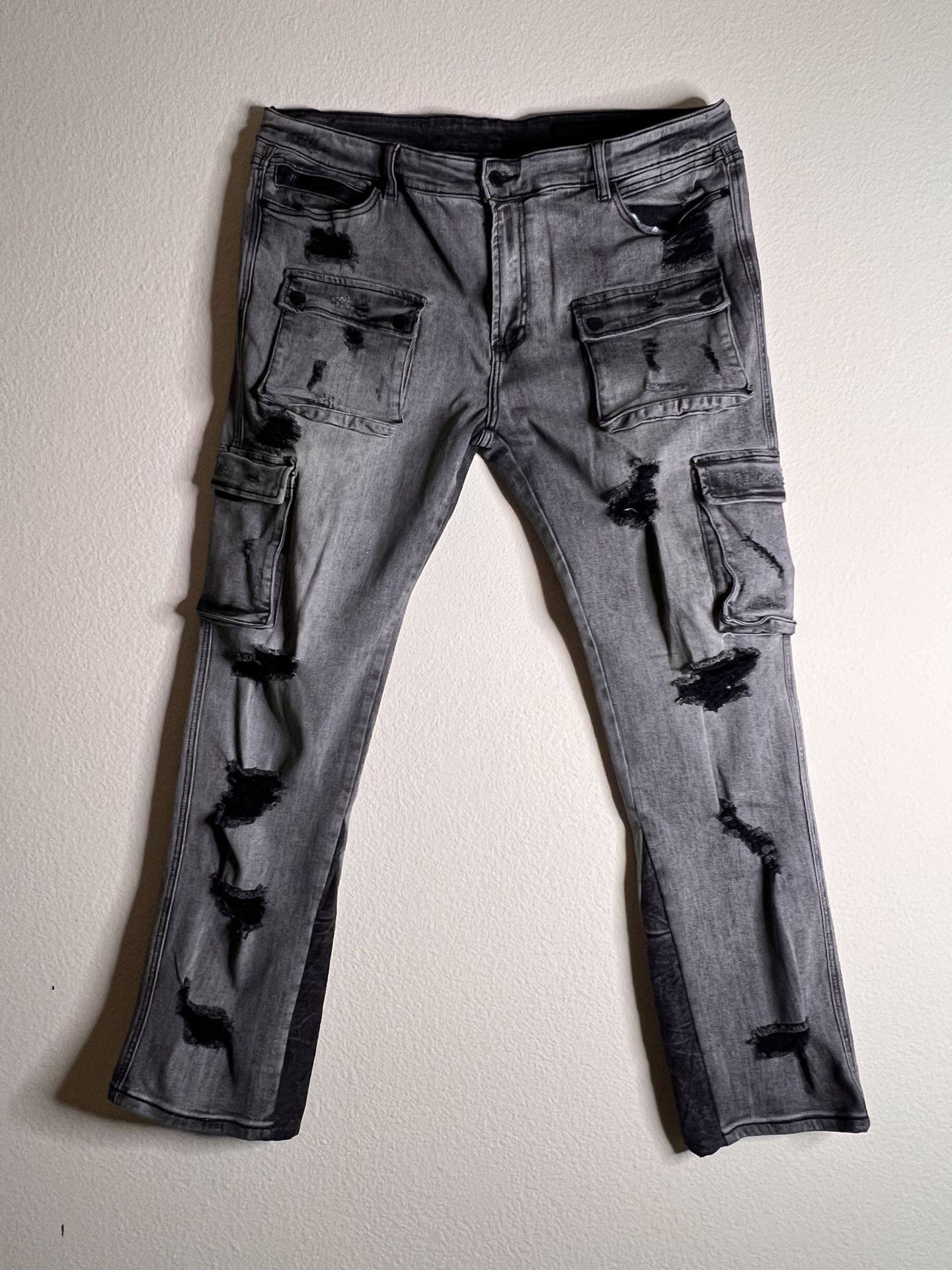 Grey White And Black Politics jeans