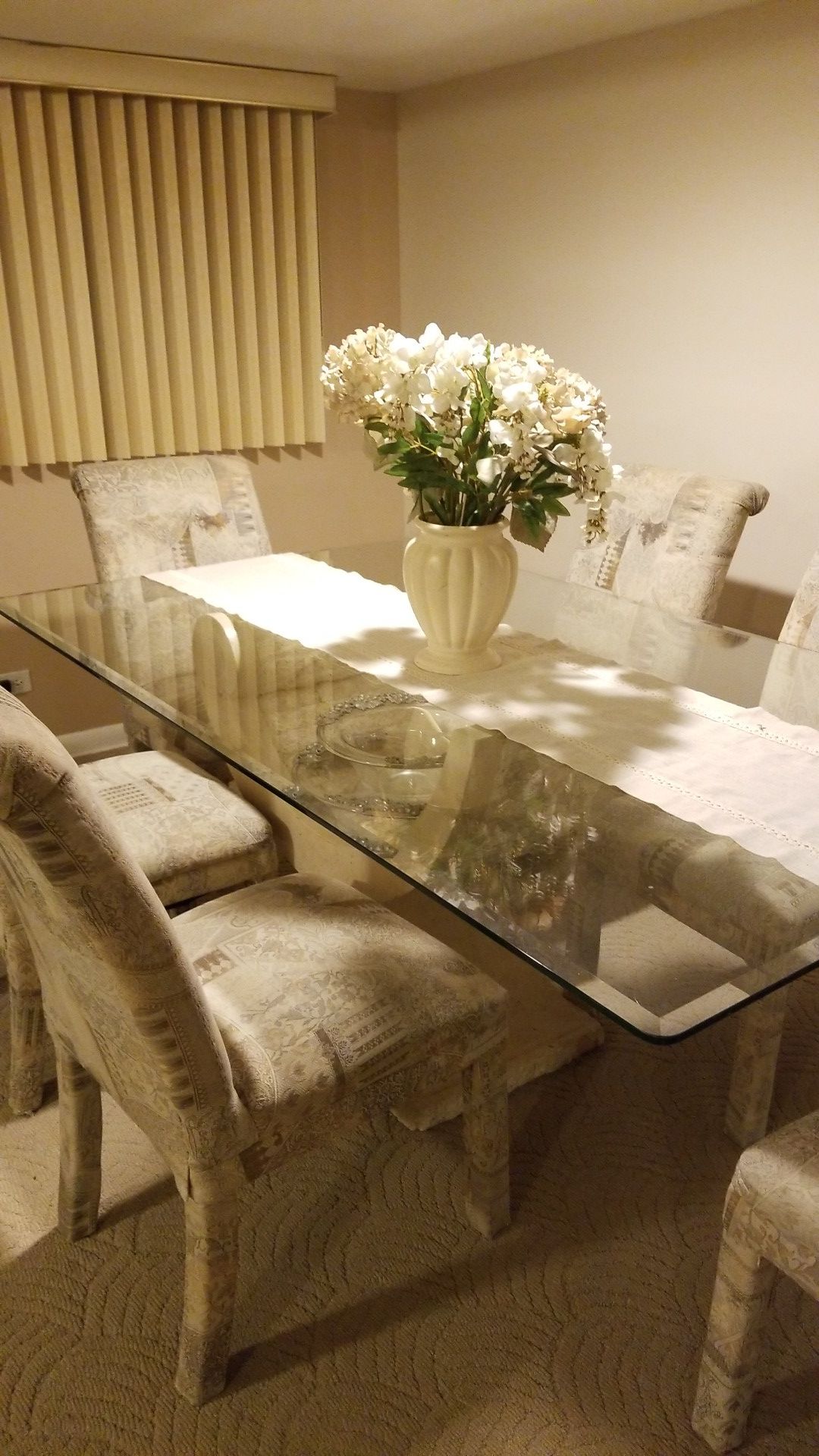 Three piece living set, coffee table, dining room and sofa table