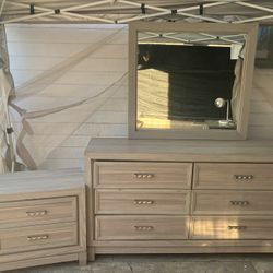 Dresser With Mirror And Night Stand