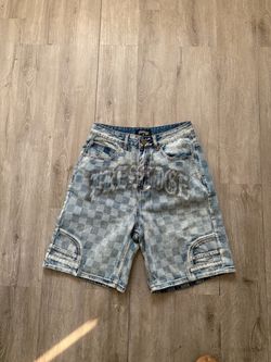 Prestige Checkered Denim Jean Shorts
