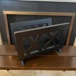 Oceanstar Wooden Magazine Rack | Black Magazine & Book Holder | Modern Storage