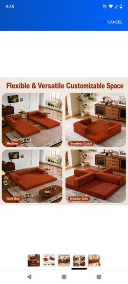 Modular Convertible Boneless Sofa Couch