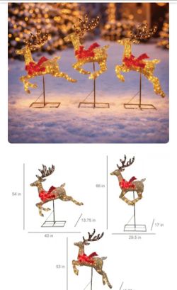 set of 3 prancing reindeer new in box 50,%, off today $120..0