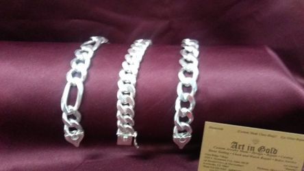 Heavy and solid, men's 925 Sterling silver bracelets. Your choice, $300 each.