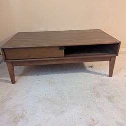 3 Piece Living Room Furniture Set: Coffee Table, TV/Credenza Table, Side/End Table Mid Century Style Slide Drawers